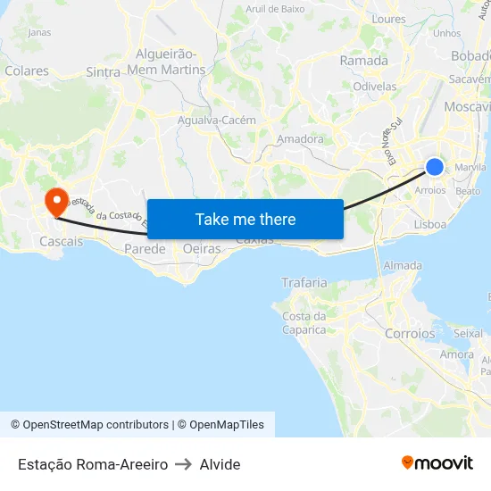 Estação Roma-Areeiro to Alvide map