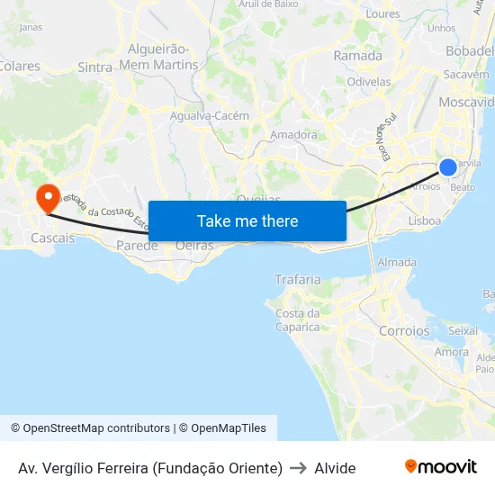 Av. Vergílio Ferreira (Fundação Oriente) to Alvide map