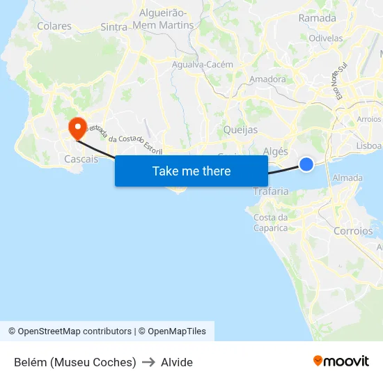 Belém (Museu Coches) to Alvide map