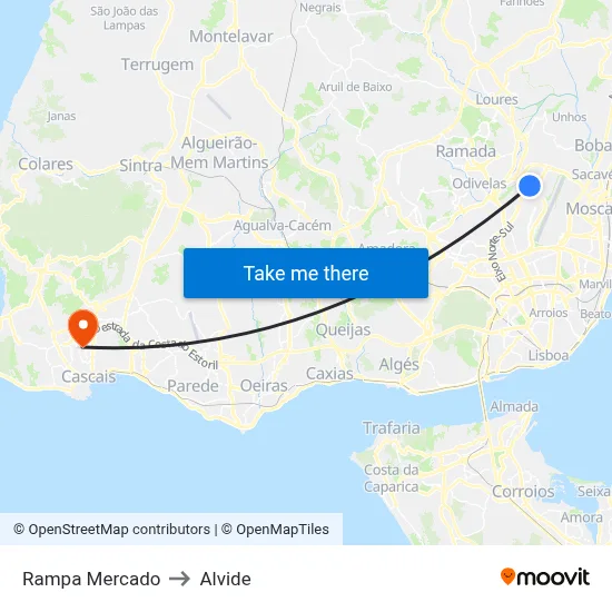 Rampa Mercado to Alvide map