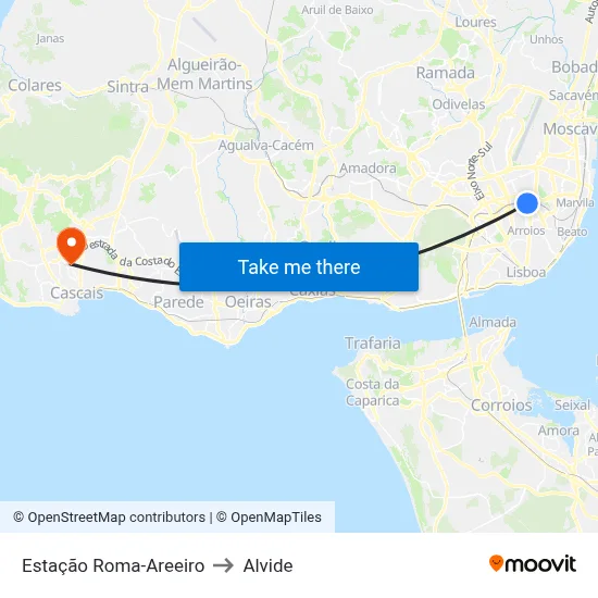 Estação Roma-Areeiro to Alvide map