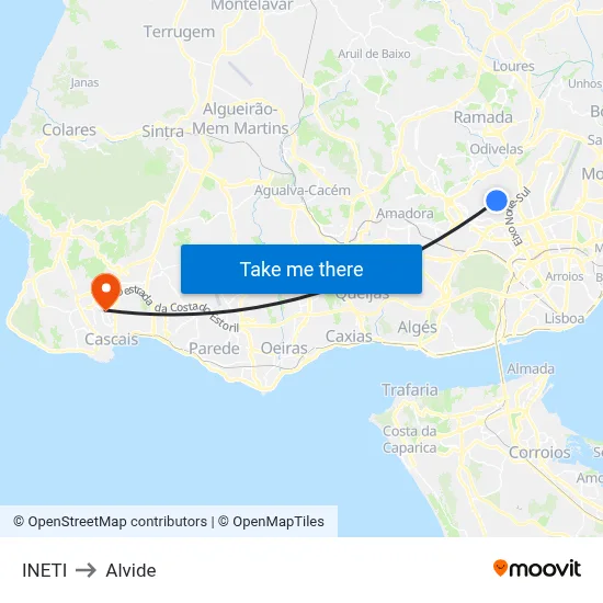 INETI to Alvide map