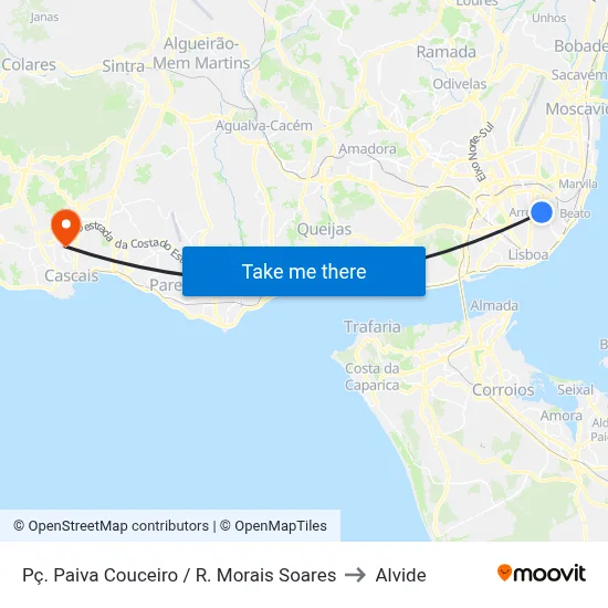 Pç. Paiva Couceiro / R. Morais Soares to Alvide map