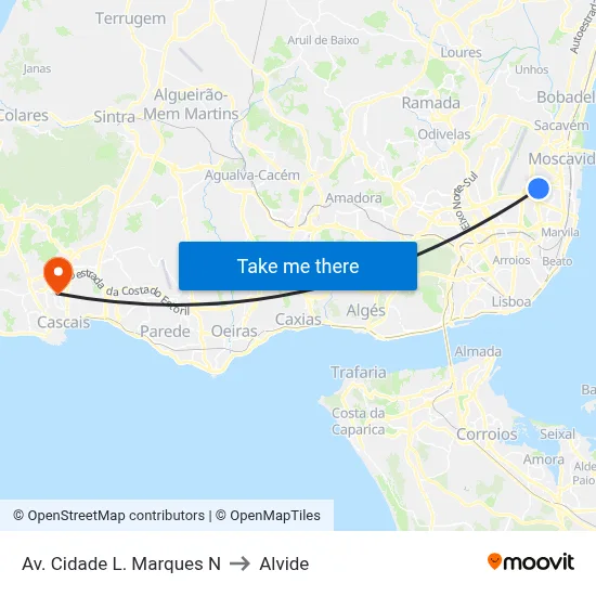 Av. Cidade L. Marques N to Alvide map