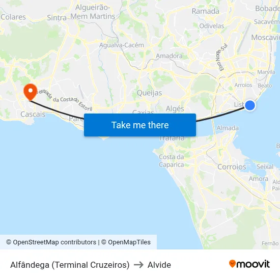 Alfândega (Terminal Cruzeiros) to Alvide map
