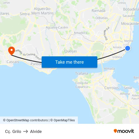 Cç. Grilo to Alvide map