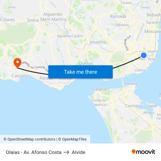 Olaias - Av. Afonso Costa to Alvide map
