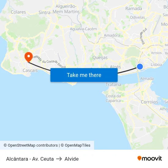 Alcântara - Av. Ceuta to Alvide map