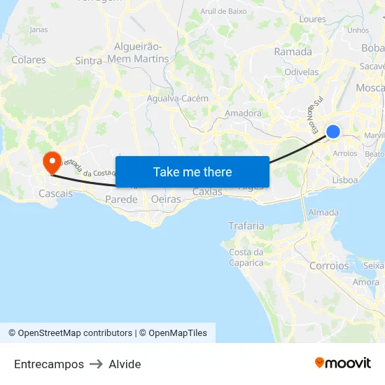 Entrecampos to Alvide map