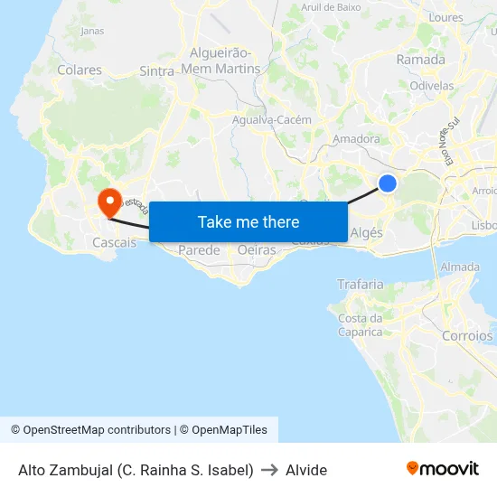 Alto Zambujal (C. Rainha S. Isabel) to Alvide map