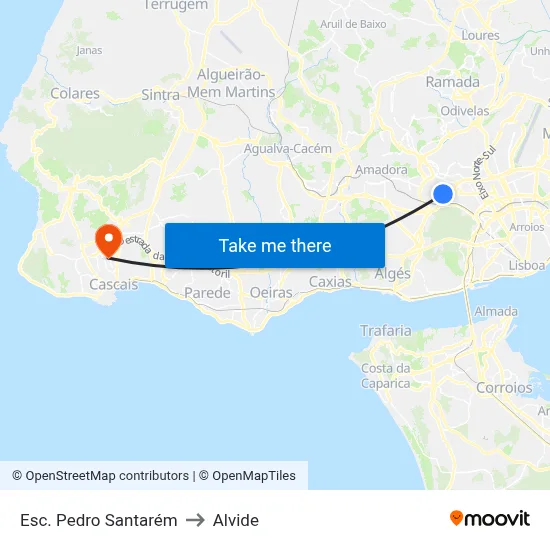 Esc. Pedro Santarém to Alvide map