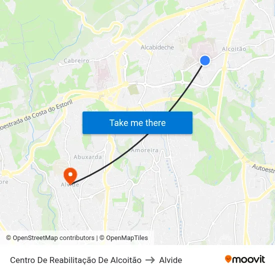 Centro De Reabilitação De Alcoitão to Alvide map