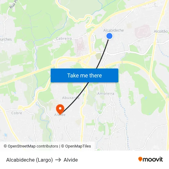 Alcabideche (Largo) to Alvide map