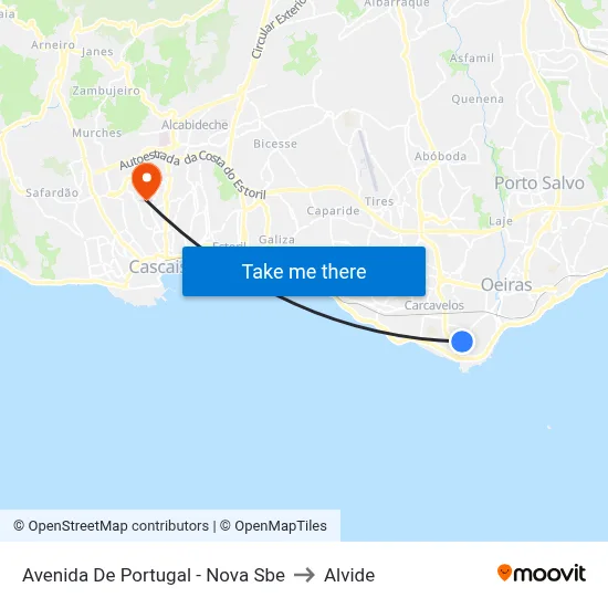 Avenida De Portugal - Nova Sbe to Alvide map