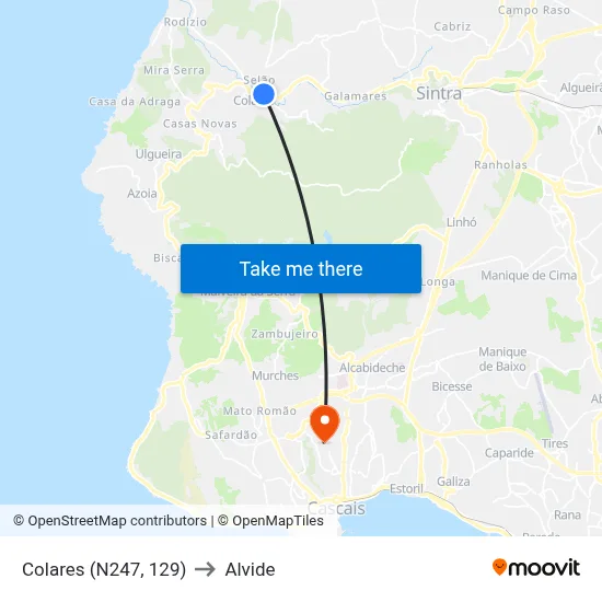 Colares (N247, 129) to Alvide map