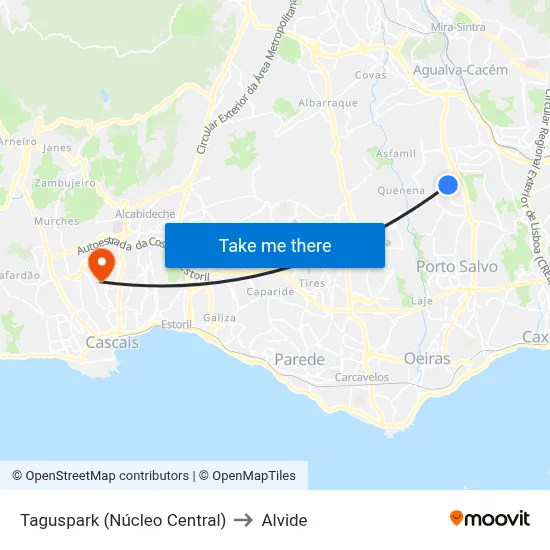Taguspark (Núcleo Central) to Alvide map