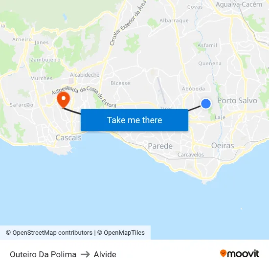 Outeiro Da Polima to Alvide map