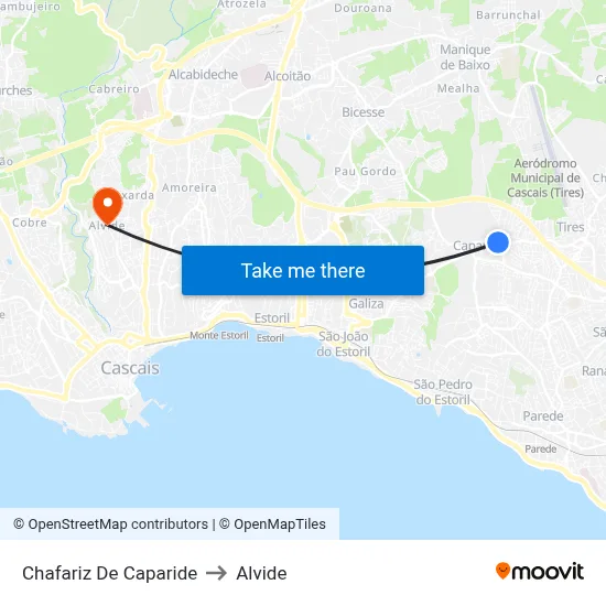 Chafariz De Caparide to Alvide map