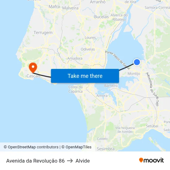 Avenida da Revolução 86 to Alvide map