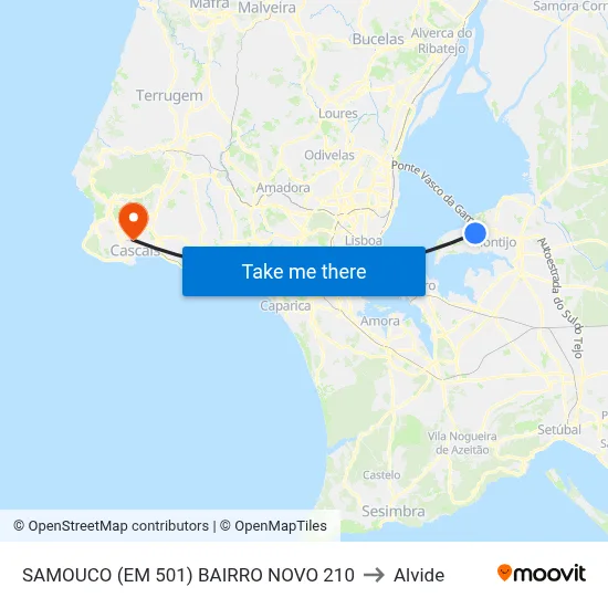 SAMOUCO (EM 501) BAIRRO NOVO 210 to Alvide map