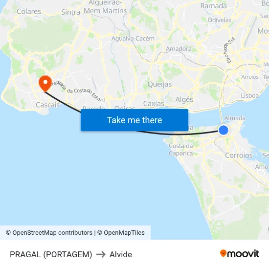 PRAGAL (PORTAGEM) to Alvide map