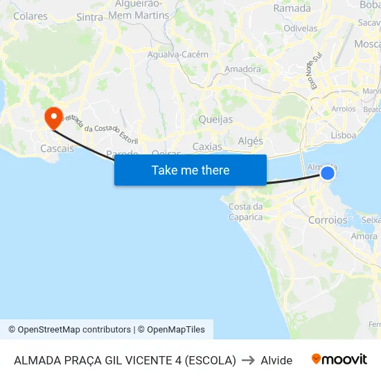 ALMADA PRAÇA GIL VICENTE 4 (ESCOLA) to Alvide map
