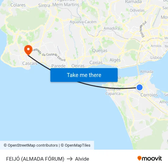 FEIJÓ (ALMADA FÓRUM) to Alvide map