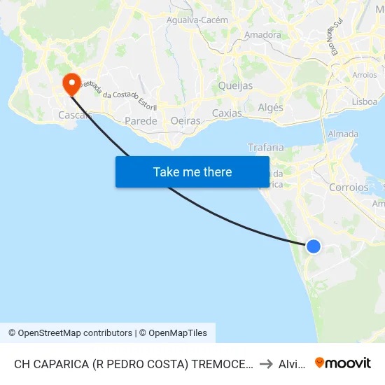 CH CAPARICA (R PEDRO COSTA) TREMOCEIRA to Alvide map