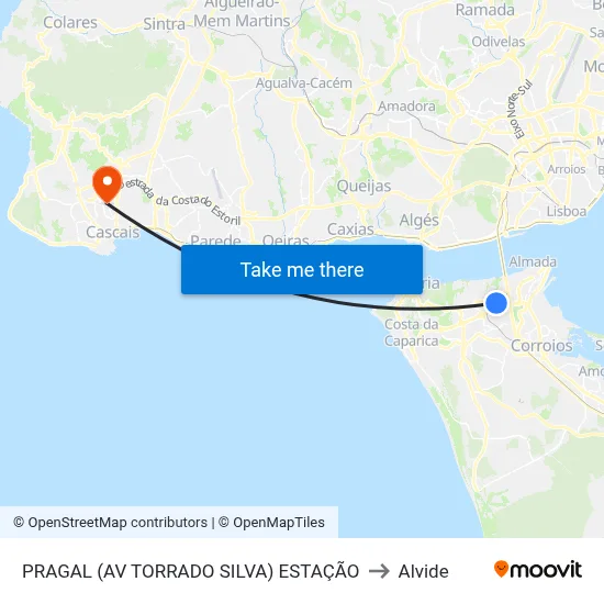 PRAGAL (AV TORRADO SILVA) ESTAÇÃO to Alvide map