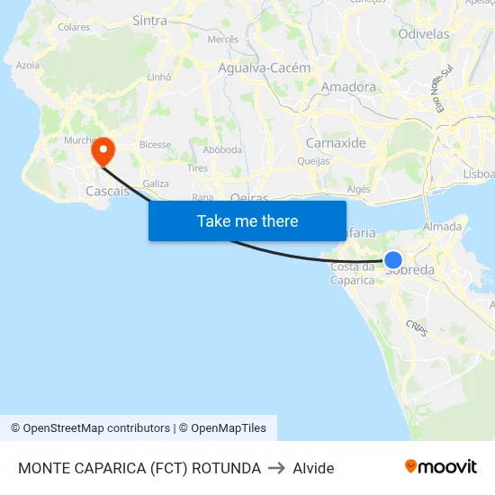 MONTE CAPARICA (FCT) ROTUNDA to Alvide map