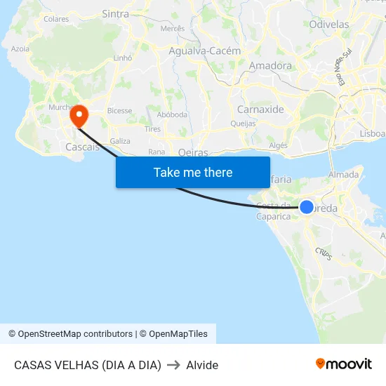 CASAS VELHAS (DIA A DIA) to Alvide map