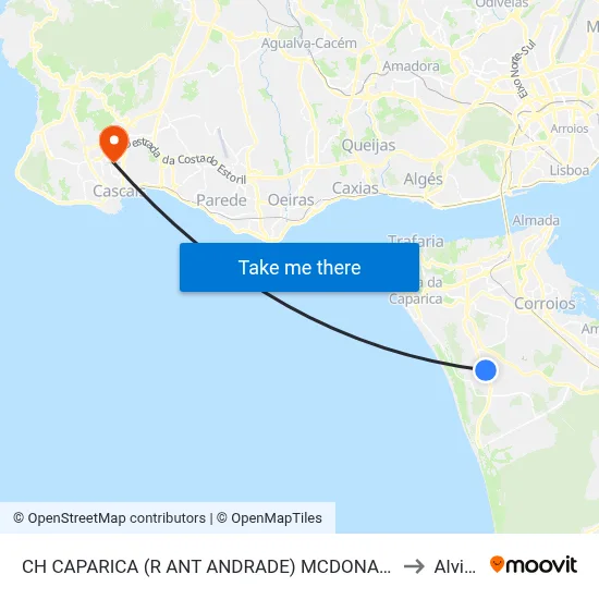 CH CAPARICA (R ANT ANDRADE) MCDONALD´S to Alvide map
