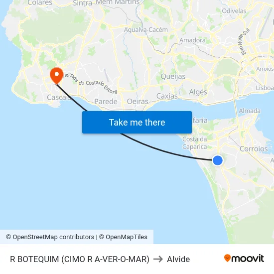 R BOTEQUIM (CIMO R A-VER-O-MAR) to Alvide map