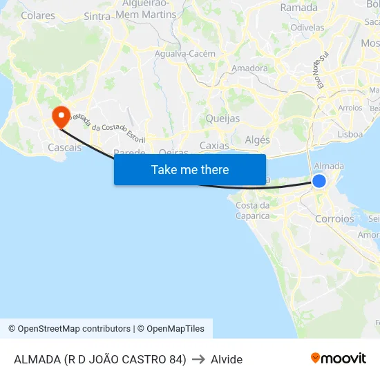 ALMADA (R D JOÃO CASTRO 84) to Alvide map
