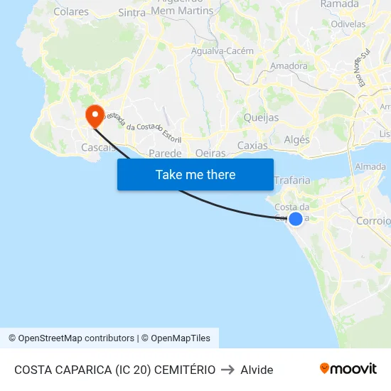 COSTA CAPARICA (IC 20) CEMITÉRIO to Alvide map