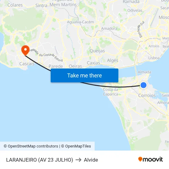 LARANJEIRO (AV 23 JULHO) to Alvide map