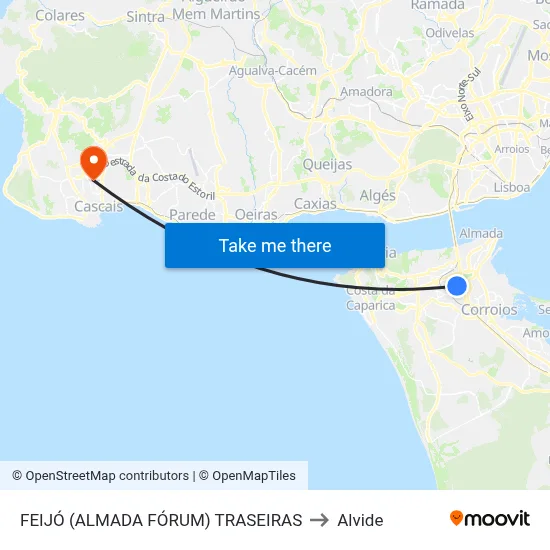 FEIJÓ (ALMADA FÓRUM) TRASEIRAS to Alvide map