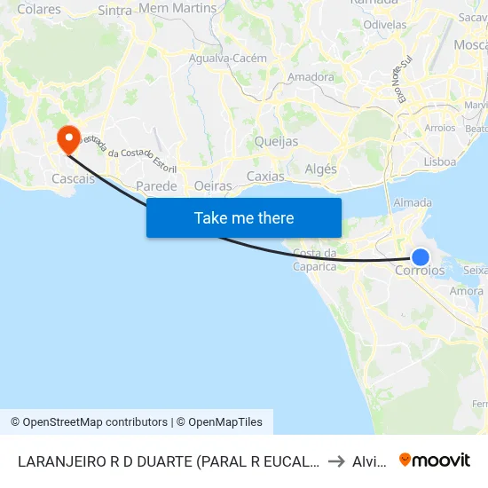 LARANJEIRO R D DUARTE (PARAL R EUCALIP) to Alvide map