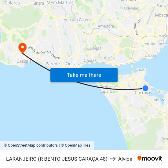LARANJEIRO (R BENTO JESUS CARAÇA 48) to Alvide map
