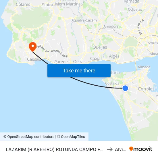 LAZARIM (R AREEIRO) ROTUNDA CAMPO FLORES to Alvide map