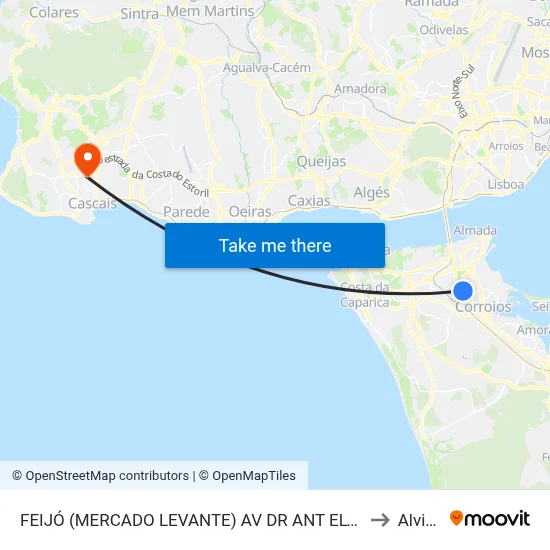 FEIJÓ (MERCADO LEVANTE) AV DR ANT ELVAS to Alvide map