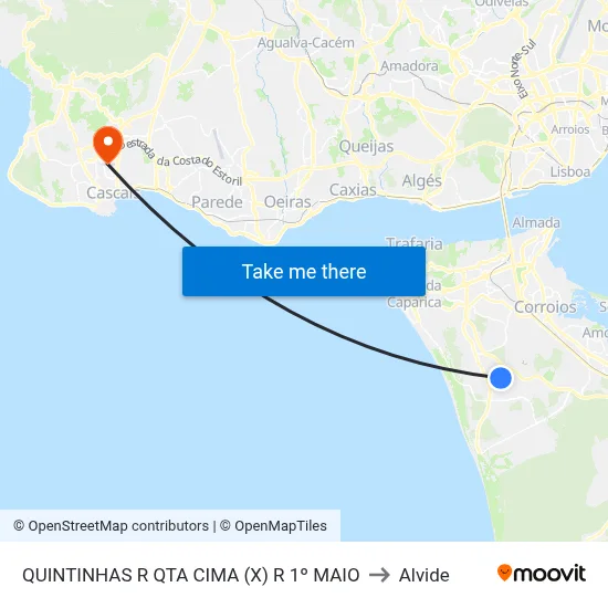 QUINTINHAS R QTA CIMA (X) R 1º MAIO to Alvide map