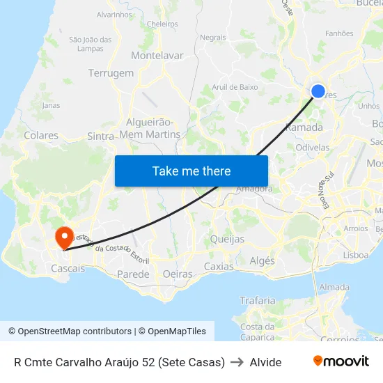 R Cmte Carvalho Araújo 52 (Sete Casas) to Alvide map