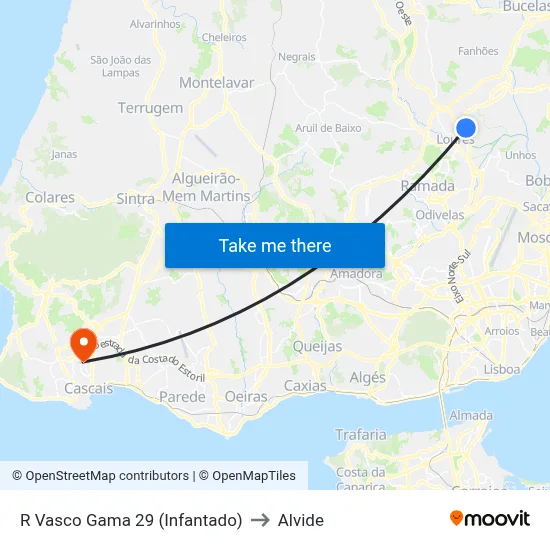 R Vasco Gama 29 (Infantado) to Alvide map