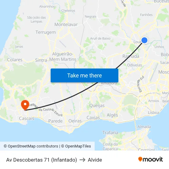 Av Descobertas 71 (Infantado) to Alvide map