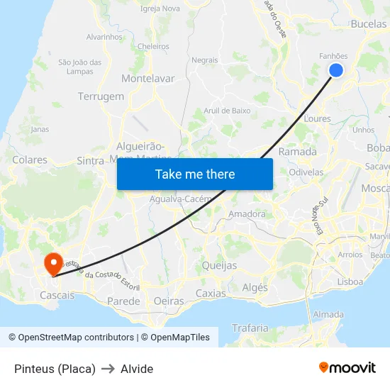 Pinteus (Placa) to Alvide map