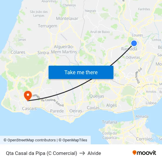Qta Casal da Pipa (C Comercial) to Alvide map