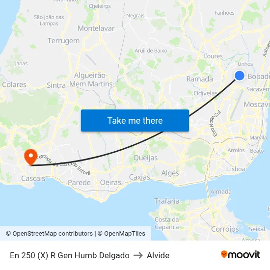 En 250 (X) R Gen Humb Delgado to Alvide map