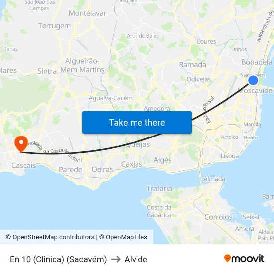 En 10 (Clinica) (Sacavém) to Alvide map