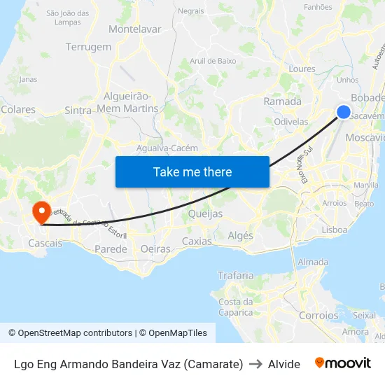 Lgo Eng Armando Bandeira Vaz (Camarate) to Alvide map